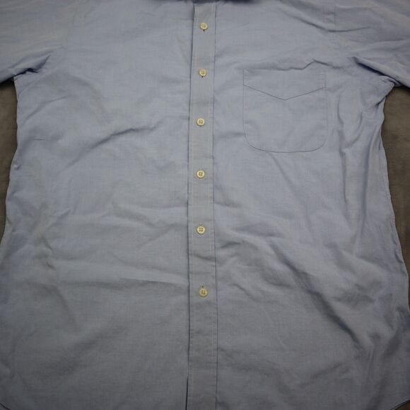 Paul Fredrick Shirt Mens 15.5 32 Blue Oxford Non Iron Two Ply Pinpoint Long Slv - Picture 12 of 16